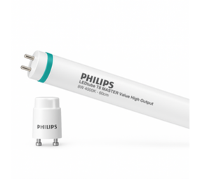 Philips | Offizieller Philips-Vertriebspartner LED Leuchtstoffröhre T8 MASTER Value (EM/Mains) High Output 8W 1050lm - 840 Kaltweiß | 60cm - Ersatz für 18W