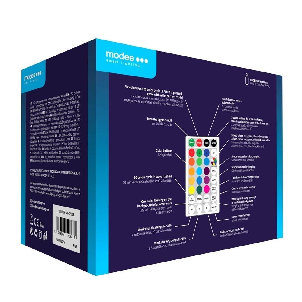 Modee Lighting RGB Weihnachtsbeleuchtung - 10 Meter - 100 LEDs - Inkl. Fernbedienung