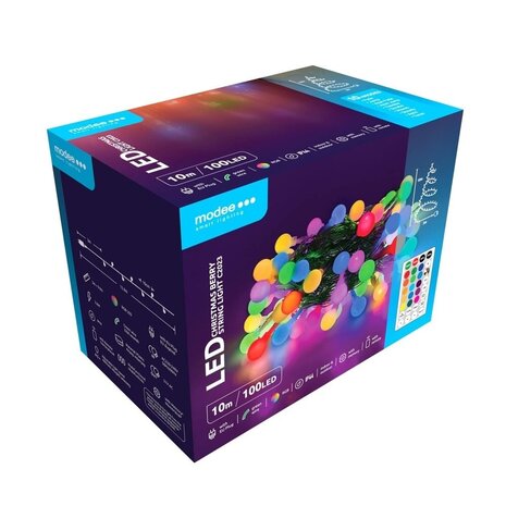 Modee Lighting RGB Weihnachtsbeleuchtung - 10 Meter - 100 LEDs - Inkl. Fernbedienung