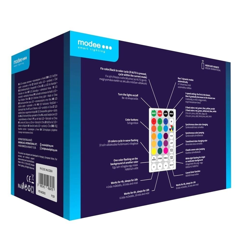 Modee Lighting RGB Weihnachtsbeleuchtung - 20 Meter - 200 LEDs - Inkl. Fernbedienung