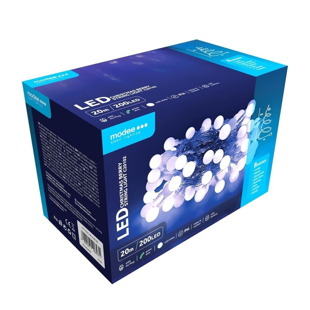 Modee Lighting Weihnachtsbeleuchtung kaltweiß - 20 Meter - 200 LEDs - IP44
