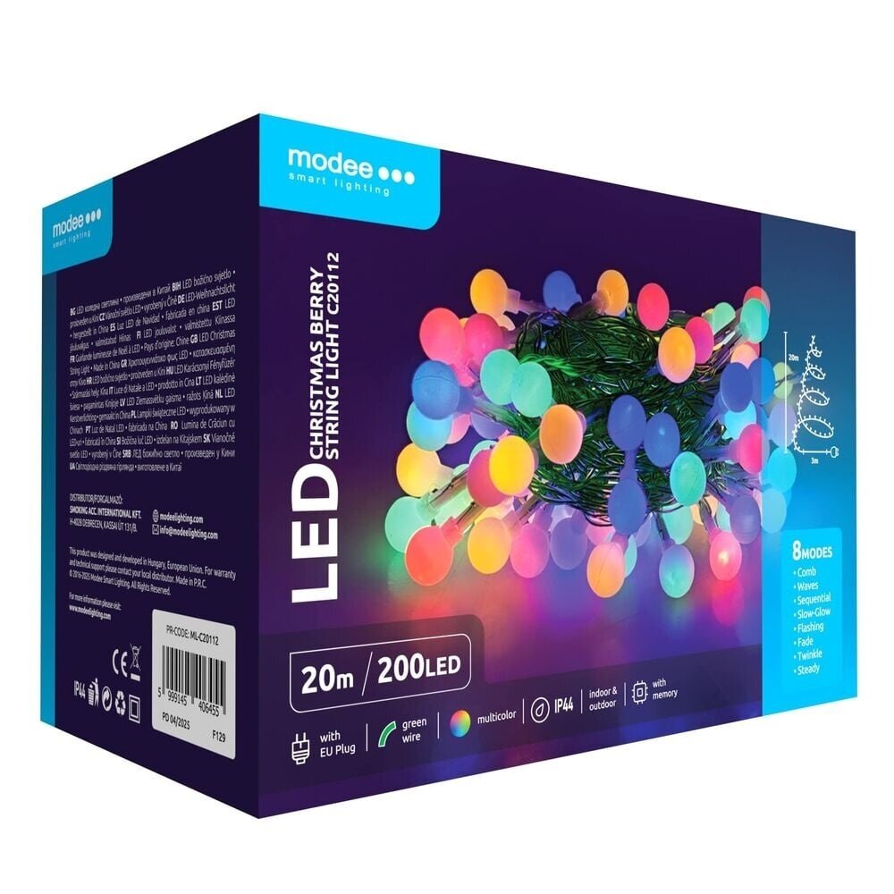 Modee Lighting Weihnachtsbeleuchtung LED Lichterkette Beere 20m 200LED Multicolor Modee Lighting Weihnachtsbeleuchtung LED Lichterkette Beere 20m 200LED Multicolor
