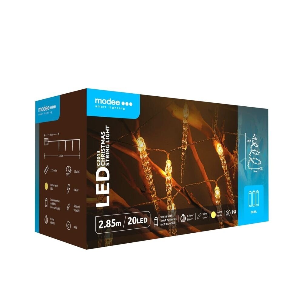 Modee Lighting Weihnachts-Eiszapfen-Lichterkette mit Batterie - 2,85 Meter - 20 LEDs - Warmweiß Modee Lighting Weihnachts-Eiszapfen-Lichterkette mit Batterie - 2,85 Meter - 20 LEDs - Warmweiß