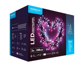 Modee Lighting Weihnachtslichterkette Pink & Kaltweiß - 3 Meter - 288 LEDs
