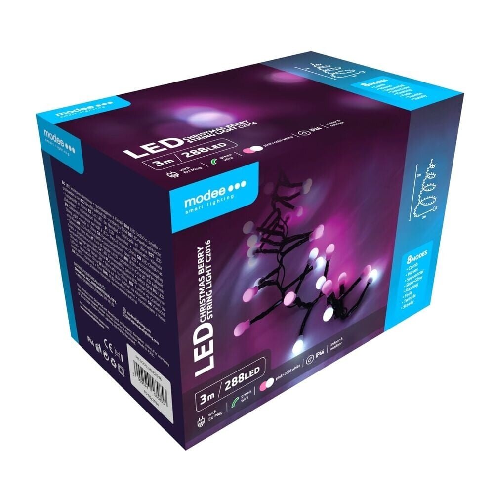 Weihnachtslichterkette Pink & Kaltweiß - 3 Meter - 288 LEDs