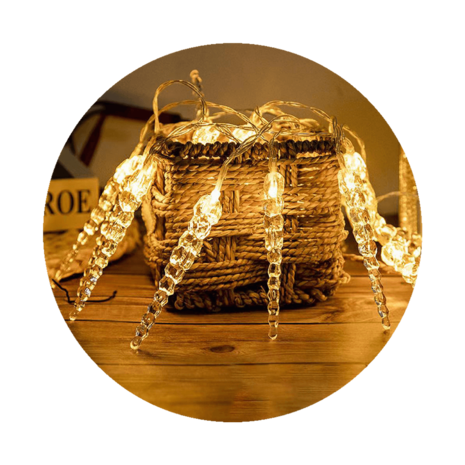 Weihnachts-Eiszapfen-Lichterkette mit Batterie - 2,85 Meter - 20 LEDs - Warmweiß Weihnachts-Eiszapfen-Lichterkette mit Batterie - 2,85 Meter - 20 LEDs - Warmweiß