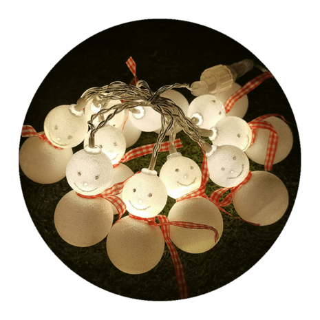 Modee Lighting Weihnachtslichterkette mit Schneemännern - 1,35 Meter - 10 LEDs - Batteriebetrieben