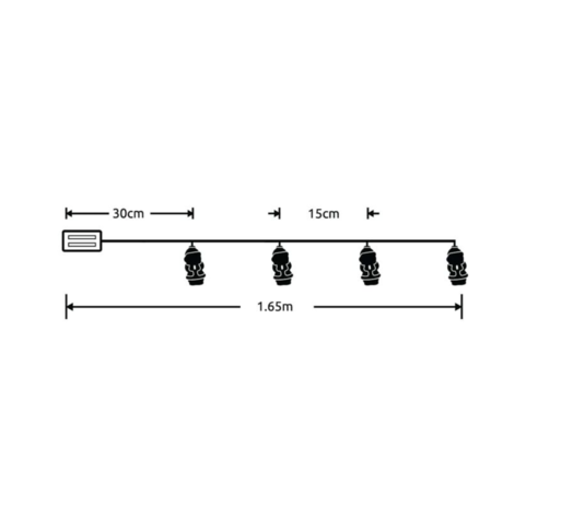 LED Weihnachtsgirlande - 10 LEDs - 1,35 Meter - 15 cm - Warmweiß - Batteriebetrieben