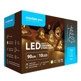 Modee Lighting Weihnachtslichterkette mit weißen Weihnachtsbäumen - 1,2 Meter - 10 LEDs - Batteriebetrieben