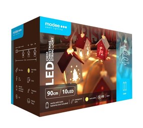 Modee Weihnachtslichterkette mit Häusern - 1,2 Meter - 10 LEDs - Batteriebetrieben