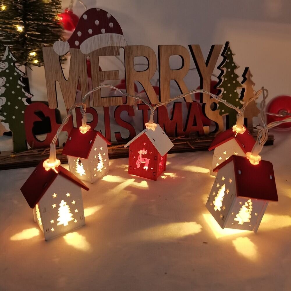Modee Lighting Weihnachtslichterkette mit Häusern - 1,2 Meter - 10 LEDs - Batteriebetrieben