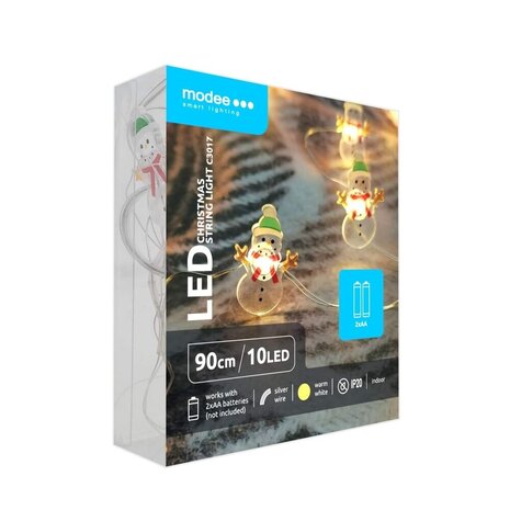 Modee Lighting Weihnachtslichterkette Schneemann - 1,2 Meter - 10 LEDs - Batteriebetrieben