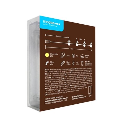 Modee Lighting Weihnachtslichterkette Schneemann - 1,2 Meter - 10 LEDs - Batteriebetrieben