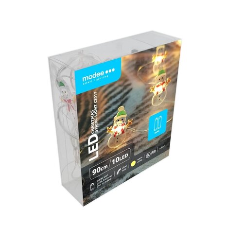 Modee Lighting Weihnachtslichterkette Schneemann - 1,2 Meter - 10 LEDs - Batteriebetrieben