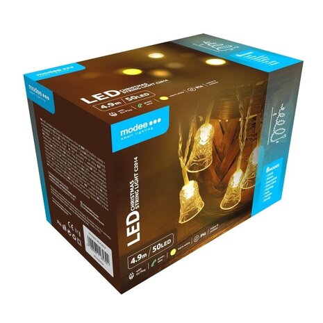 Modee Lighting Warmweiße Weihnachtsbeleuchtung - 5 Meter - 50 LEDs - IP44