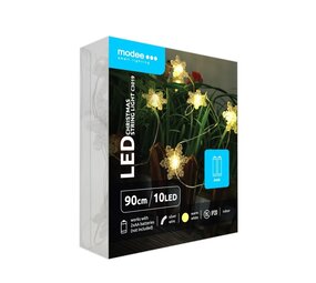 Modee Lighting Weihnachtslichterkette mit Schneeflocken - 1,2 Meter - 10 LEDs - Batteriebetrieben