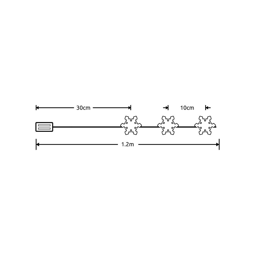 Modee Lighting Weihnachtslichterkette mit Schneeflocken - 1,2 Meter - 10 LEDs - Batteriebetrieben