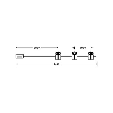 Weihnachtslichterkette Geschenke - 90cm - 10 LEDs - Batteriebetrieben