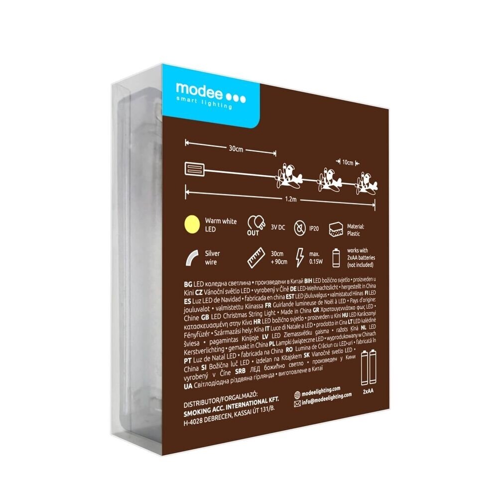 Modee Lighting Weihnachtslichterkette mit Weihnachtsmännern - 1,2 Meter - 10 LEDs - Batteriebetrieben