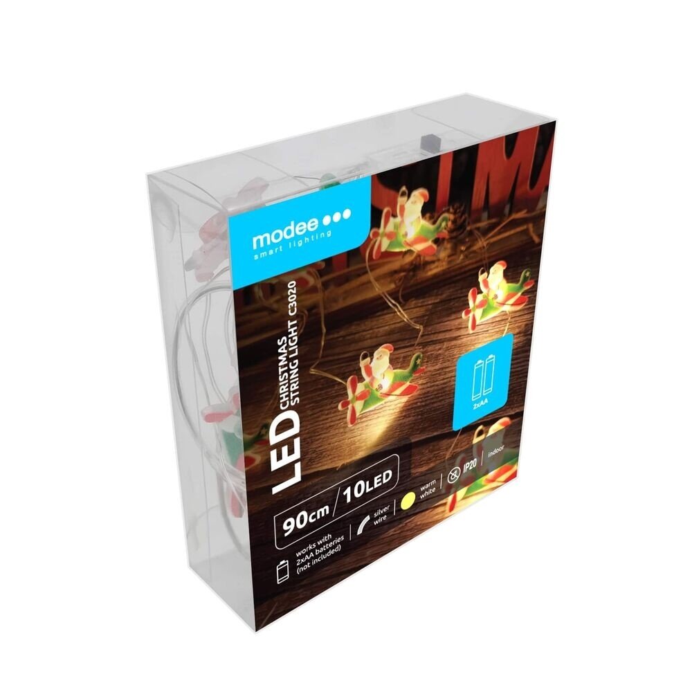 Modee Lighting Weihnachtslichterkette mit Weihnachtsmännern - 1,2 Meter - 10 LEDs - Batteriebetrieben