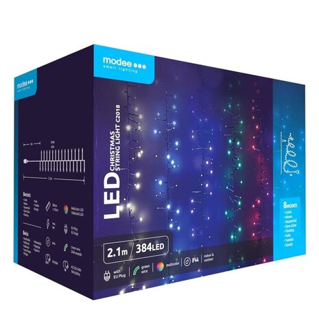 Modee Lighting Weihnachtsbeleuchtung Eiszapfen 2,1m Multicolor - 2,1 Meter - 384 LEDs - IP44