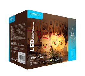 Modee Lighting Weihnachtslichterkette mit Schneemännern Weiß - 1,2 Meter - 10 LEDs - Batteriebetrieben