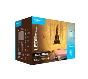 Modee Lighting LED-Weihnachtsdekoration fürs Fenster - 192 LEDs - 3 x 2 Meter - Warmweiß - Mit Adapter