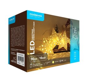 Modee Lighting Weihnachtslichterkette mit Sternen - 1,2 Meter - 10 LEDs - Batteriebetrieben