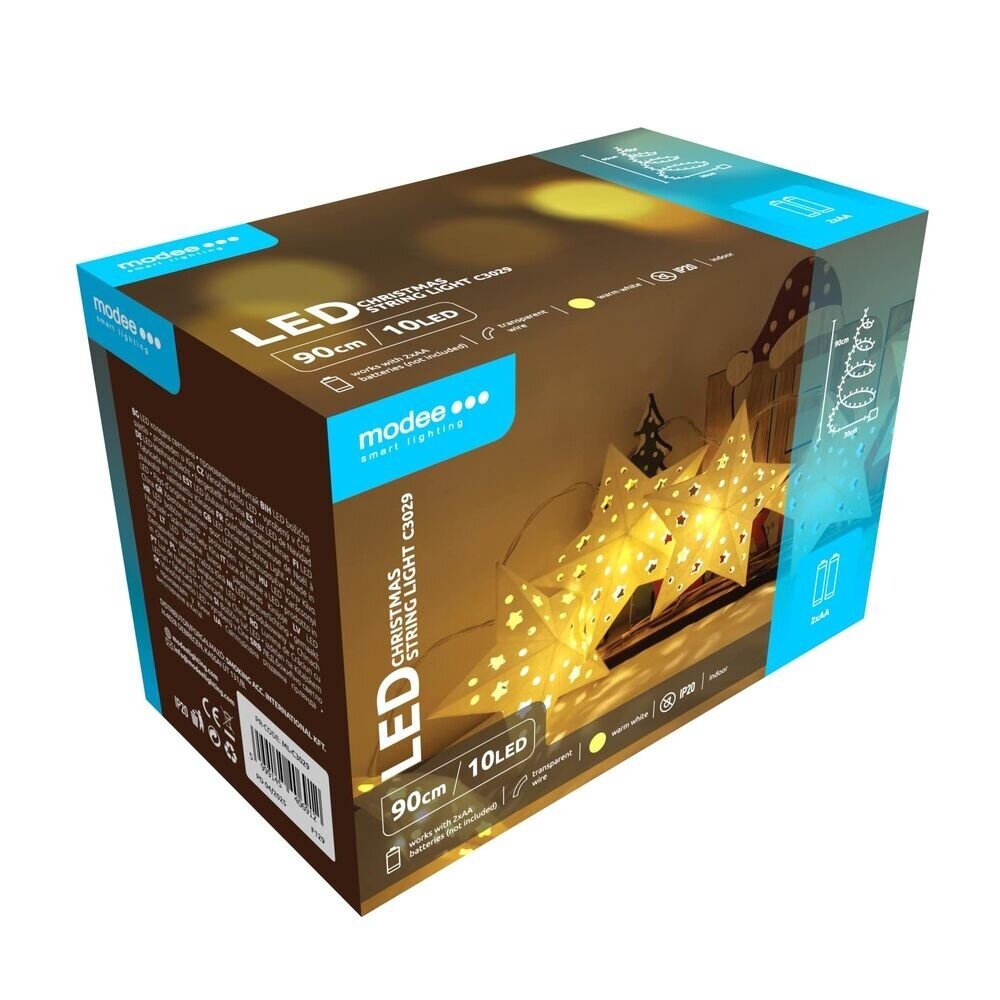 Modee Lighting Weihnachtslichterkette mit Sternen - 1,2 Meter - 10 LEDs - Batteriebetrieben