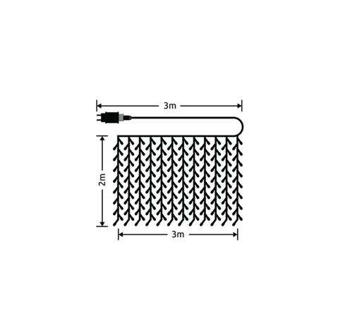 Modee Lighting LED-Weihnachtsdekoration fürs Fenster - 192 LEDs - 3 x 2 Meter - Warmweiß - Mit Adapter