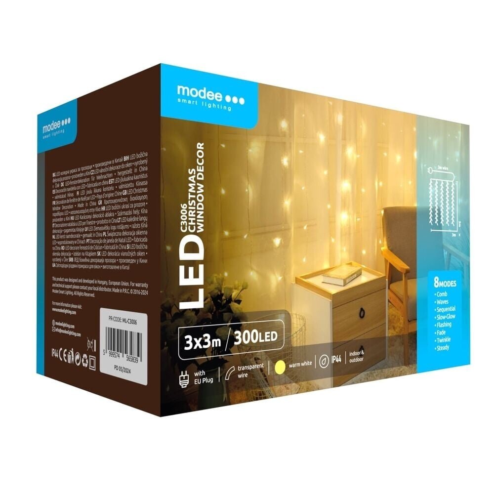 Modee Lighting Weihnachtslichtervorhang - 3x3 Meter - 300 LEDs - 2700K