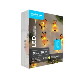 Modee Lighting Weihnachtslichterkette mit Rentiermotiv – 1,2 Meter – 10 LEDs – batteriebetrieben