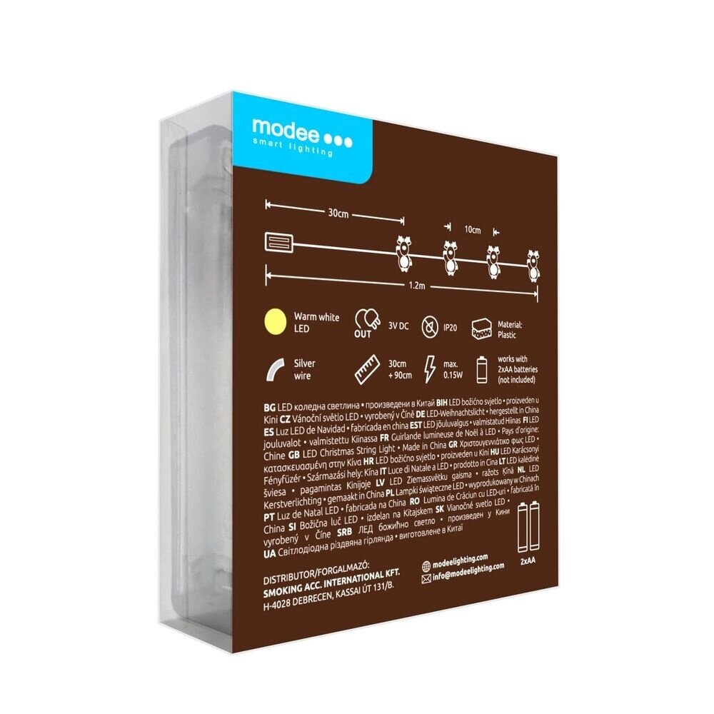 Modee Lighting Weihnachtslichterkette mit Rentiermotiv – 1,2 Meter – 10 LEDs – batteriebetrieben