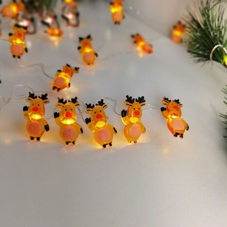 Modee Lighting Weihnachtslichterkette mit Rentiermotiv – 1,2 Meter – 10 LEDs – batteriebetrieben