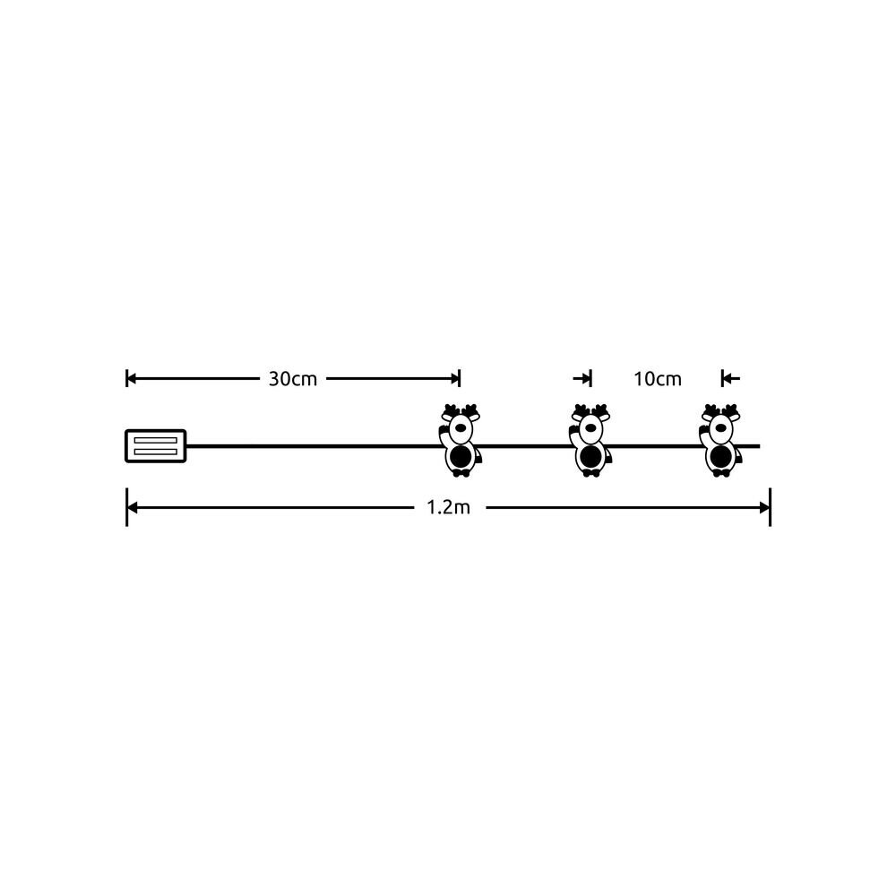 Modee Lighting Weihnachtslichterkette mit Rentiermotiv – 1,2 Meter – 10 LEDs – batteriebetrieben