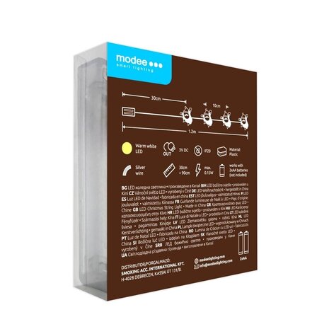 Modee Lighting Weihnachtslichterkette mit Weihnachtsmännern - 1,2 Meter - 10 LEDs - Batteriebetrieben