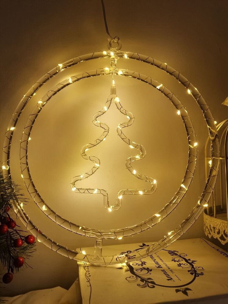 Modee Lighting LED Weihnachtskranz Weihnachtsbaum - Ø30cm - 48 LEDs - Warmweiß - Batteriebetrieben