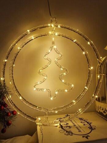 Modee Lighting LED Weihnachtskranz Weihnachtsbaum - Ø30cm - 48 LEDs - Warmweiß - Batteriebetrieben