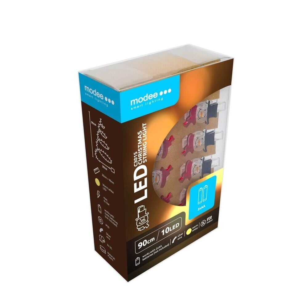 Modee Lighting Weihnachts-Schneemann-Lichterkette mit LED-Clips - 1,2 Meter - 10 LEDs - Warmweiß
