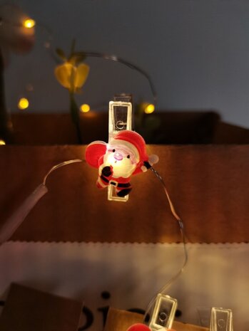 Modee Lighting Weihnachtsmann-Lichterkette mit LED-Clips - 1,2 Meter - 10 LEDs - Warmweiß