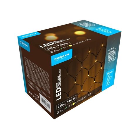 Modee Lighting Weihnachtslichternetz LED - 2x2 Meter - 144 LEDs - Warmweiß
