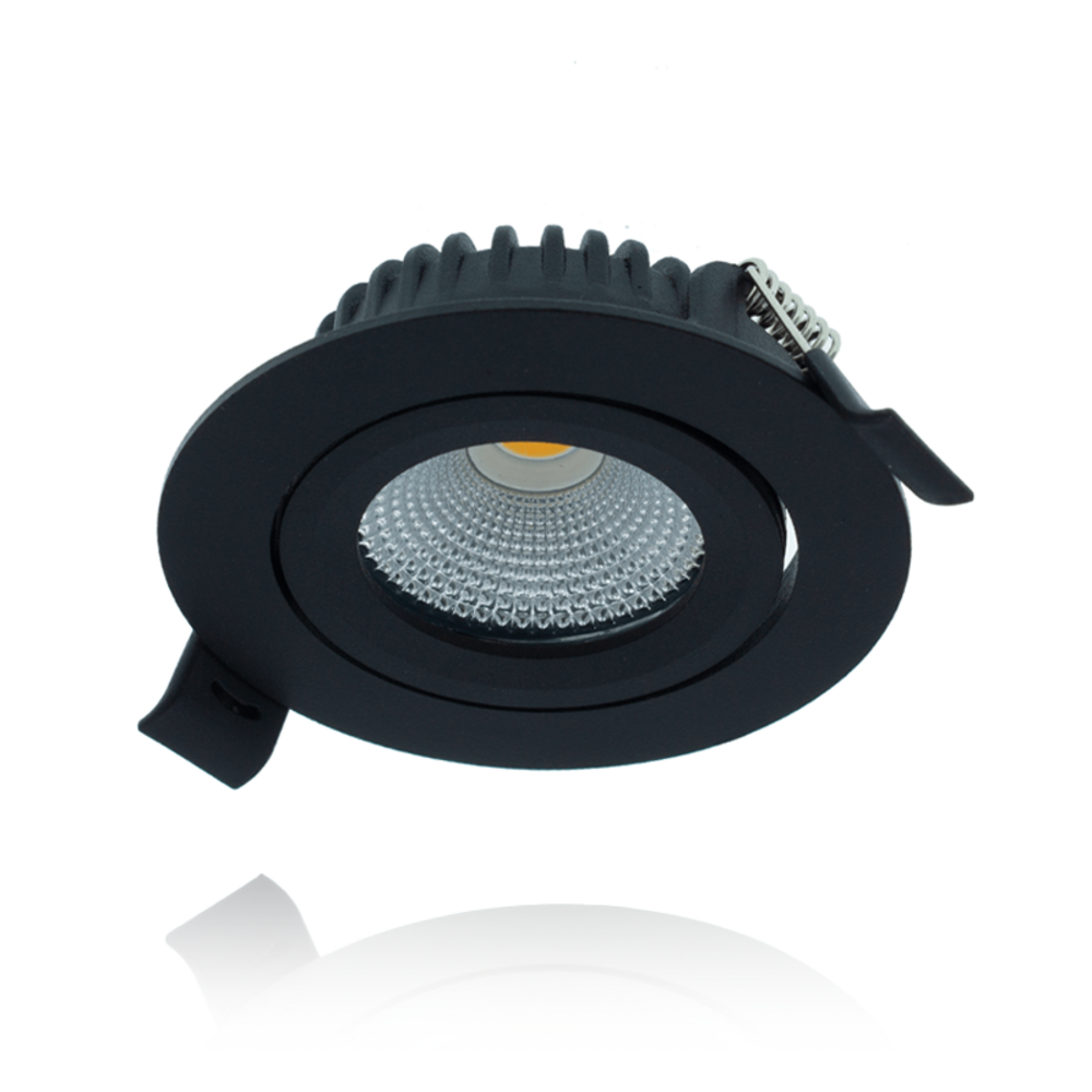 LCB LED-Beleuchtung Innovatives Design, hochwertige Technik & schnelle Lieferung!  LED-Einbaustrahler Slim Schwarz Rund 5W 350lm 60D - 927 Warmweiß | 82mm - IP44 - Dimmbar - Höchste Farbwiedergabe