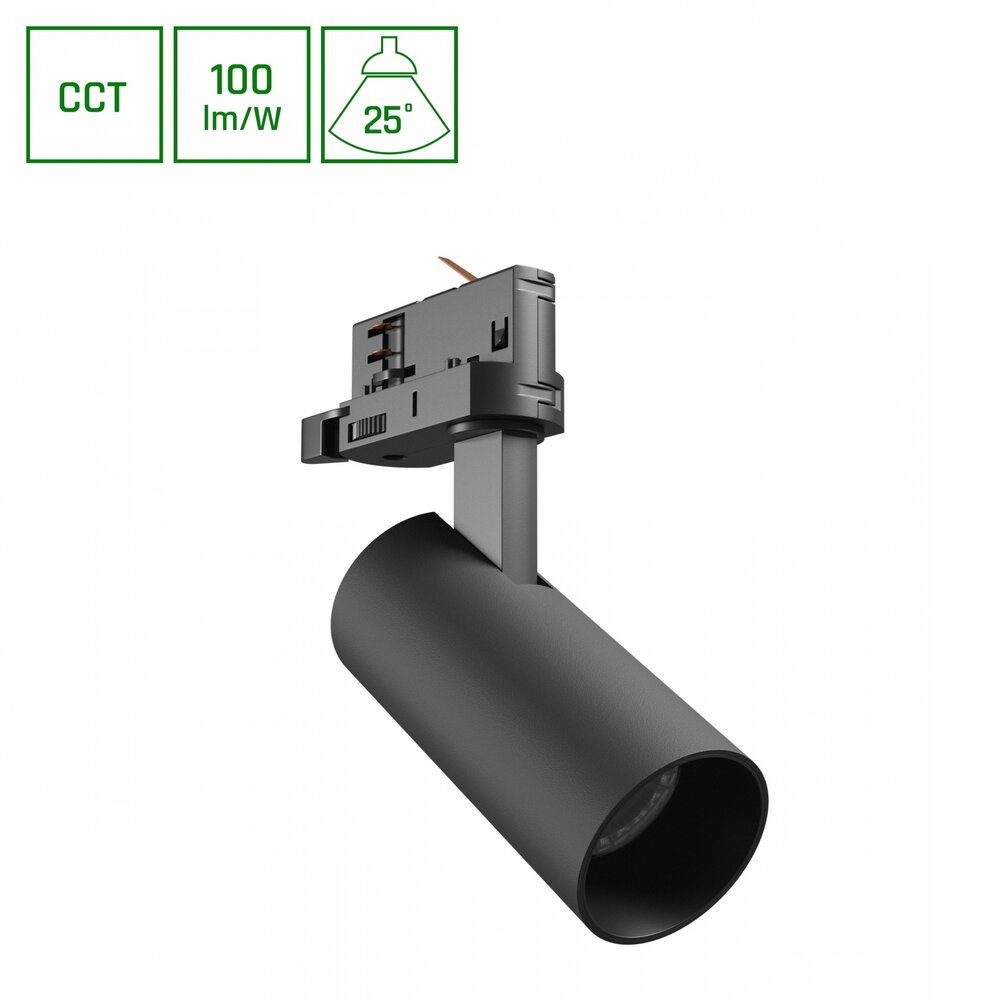 Spectrum Andromeda Prime 3-Phasen LED Railspot 8W 800Lm CCT - 25° - Schwarz | 3 Jahre Garantie
