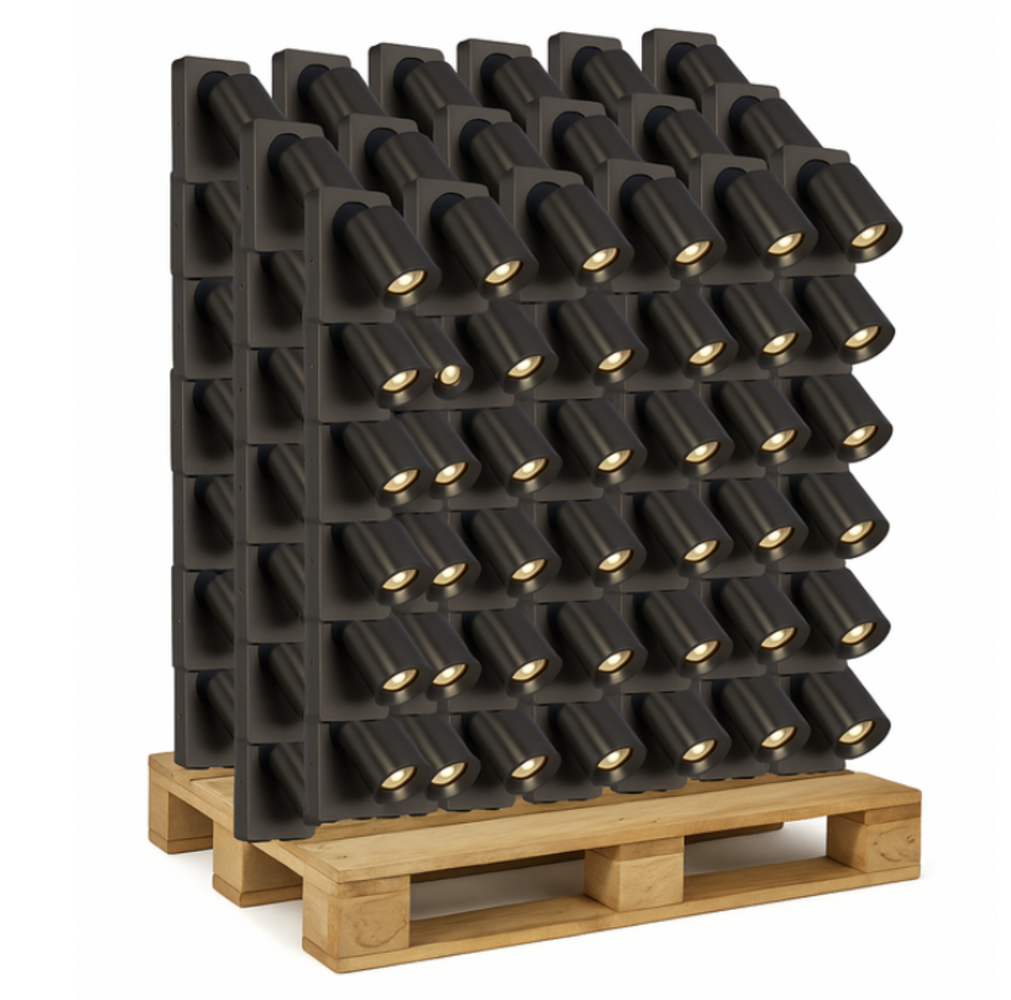 LCB LED AKTION PALETTENPREIS 100 Stück – LED Bettleuchte / Wandleuchte – Schwarz – GU10 – 5W 450lm – 3000K Warmweiß – Inkl. USB-A + USB-C Ladeanschluss