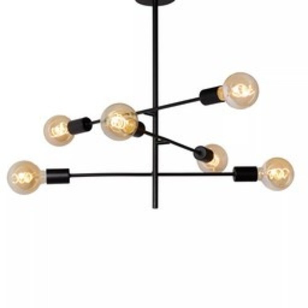 Lucide LED-Beleuchtung  Lester Deckenleuchte Schwarz | 6x E27 | Verstellbar | Vintage-Stil
