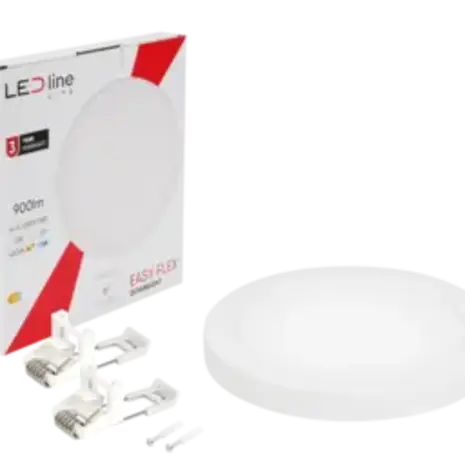 Led line: Erstklassiges Lichtdesign LED Downlight - Rund - EASY FLEX - IP20 - 12W 900lm - 4000K Neutralweiß - Weiß - Aufbau/Einbau | Ø170mm Sägelochgröße 65-130mm