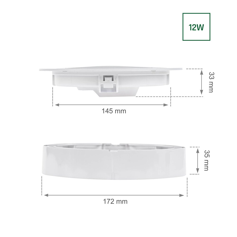 Spectrum LED 12 W Aufbau-/Einbau-Downlight – 4000 K – 1200 lm – IP20