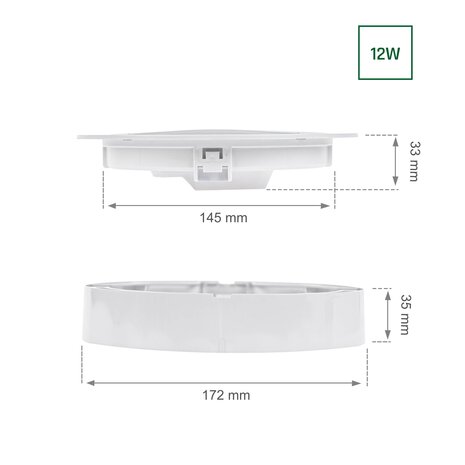 Spectrum LED 12 W Aufbau-/Einbau-Downlight – 4000 K – 1200 lm – IP20