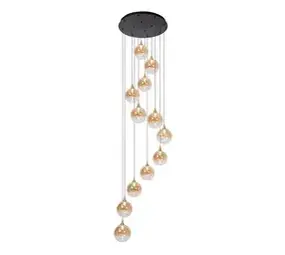 Lucide LED-Beleuchtung  LED Pendelleuchte Gisela Ø61 cm – 12-flammig – Amber Glas – Dimmbar – Premium