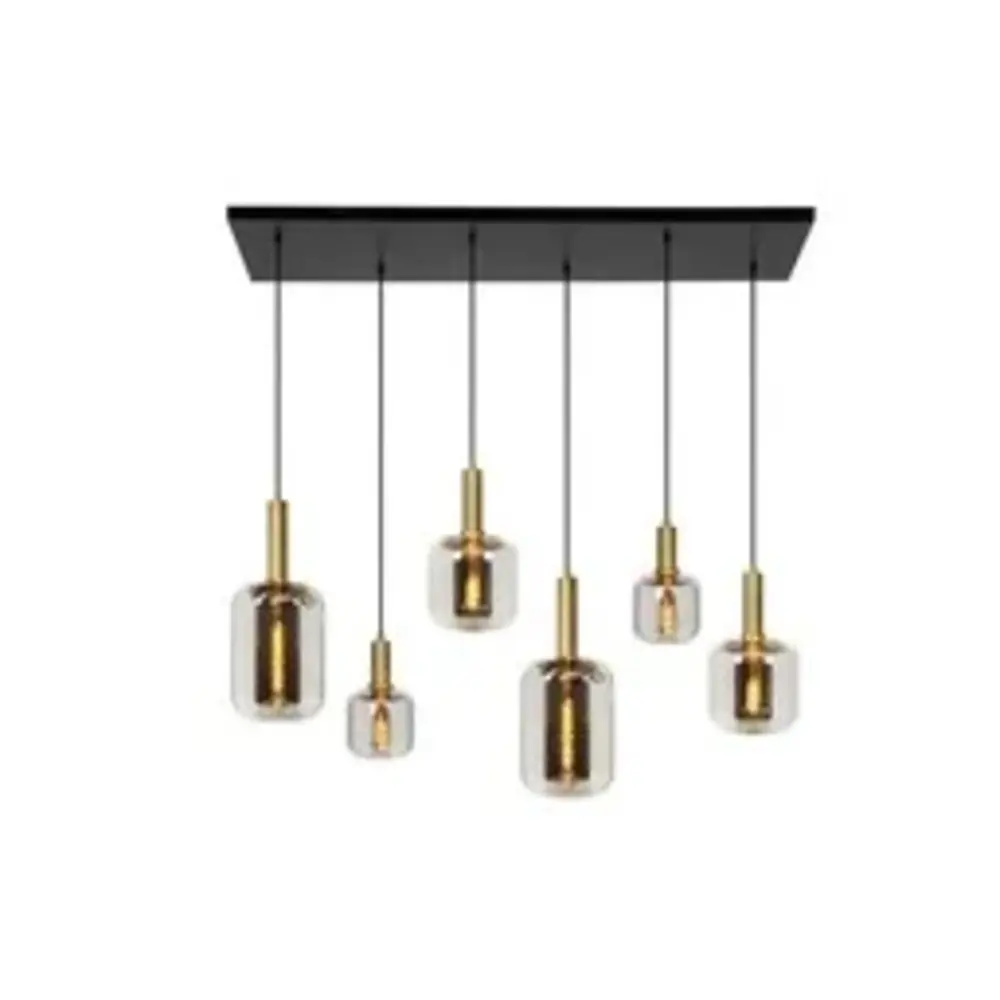 Lucide LED-Beleuchtung  JOANET Pendelleuchte – 6×E27 – Dynamisches Rauchglas – Dimmbar